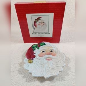 Fitz and Floyd Holiday Toyland Santa Face Canape Plate Christmas 2003 In Box